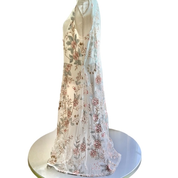 Adrianna Papell Women's Floral Embroidery Flared Dress, Pink Multi, Size 16 - Picture 5 of 7